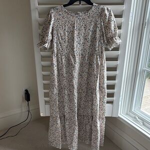 Amazon Floral Maxi Dress - Cream and Blue